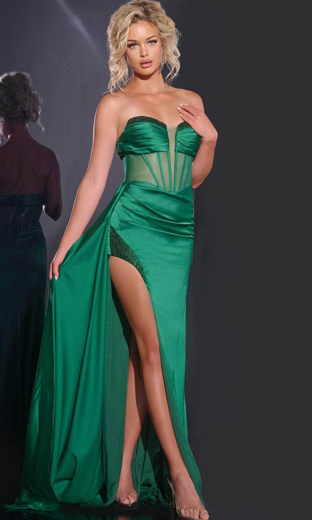 Jovani 43157 - Corset Sheath Prom Gown with Slit - designer prom dress at Silhouette Dresses