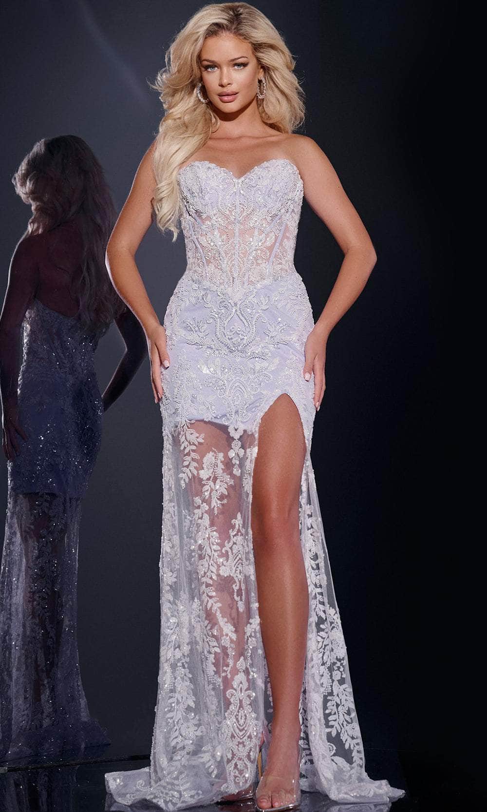 Jovani 43184 - Embroidered Strapless Prom Gown - designer prom dress at Silhouette Dresses