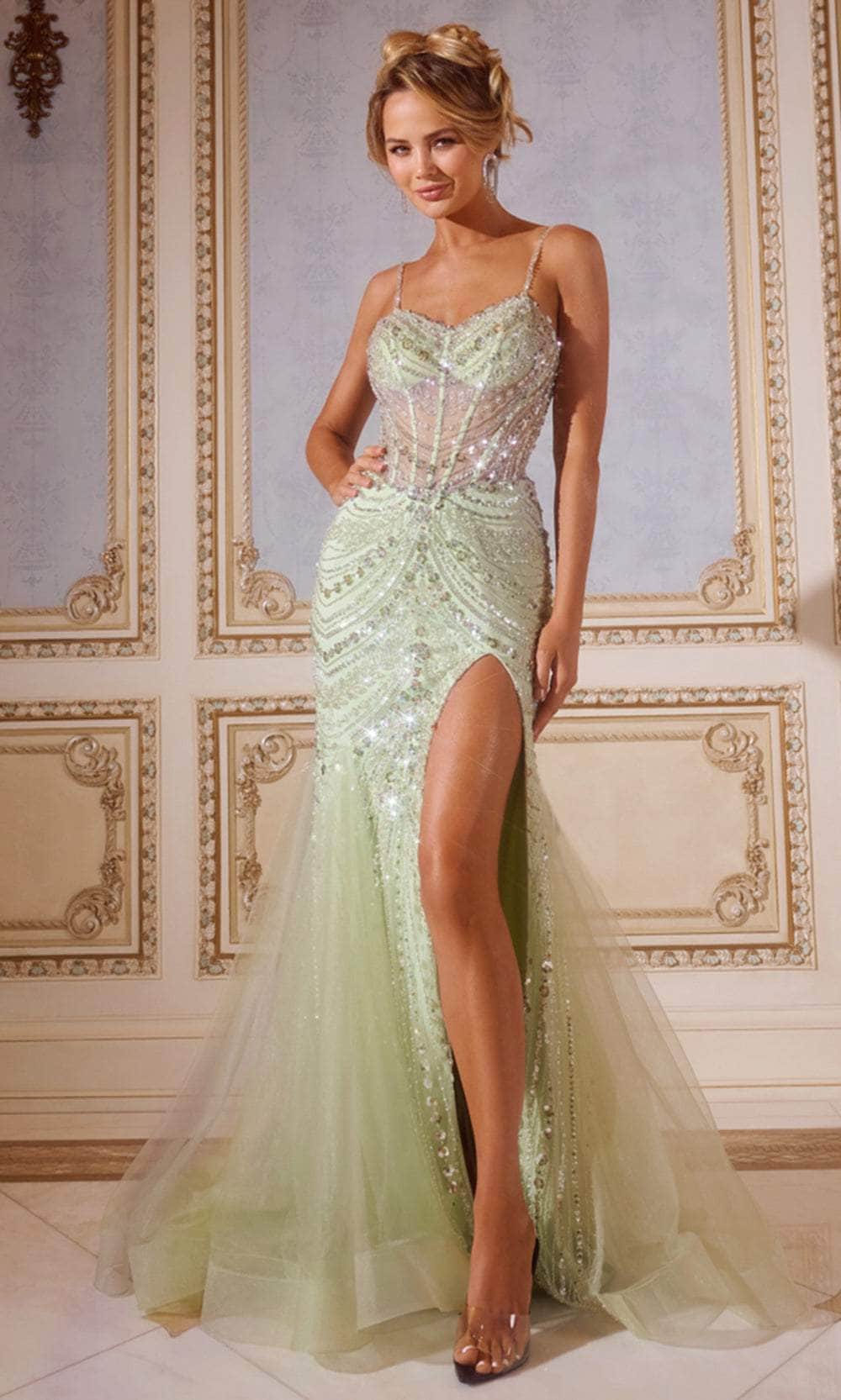 Jovani 43189 - Sheer Bodice V-Neck Prom Gown - back view