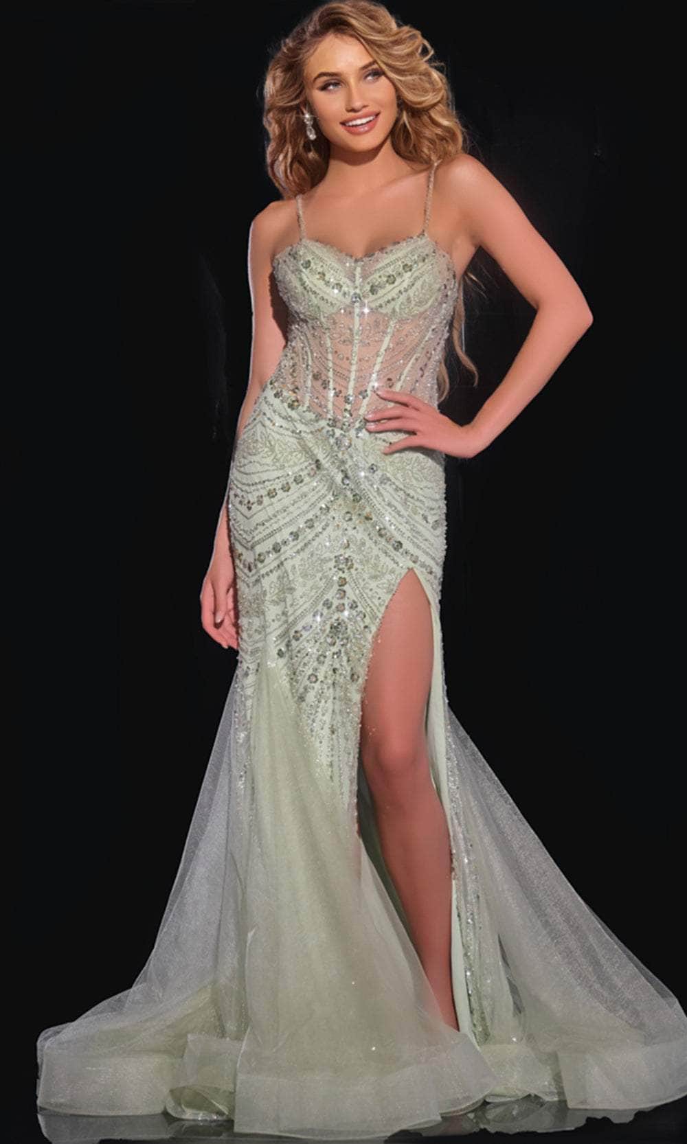 Jovani 43189 - Sheer Bodice V-Neck Prom Gown - designer prom dress at Silhouette Dresses
