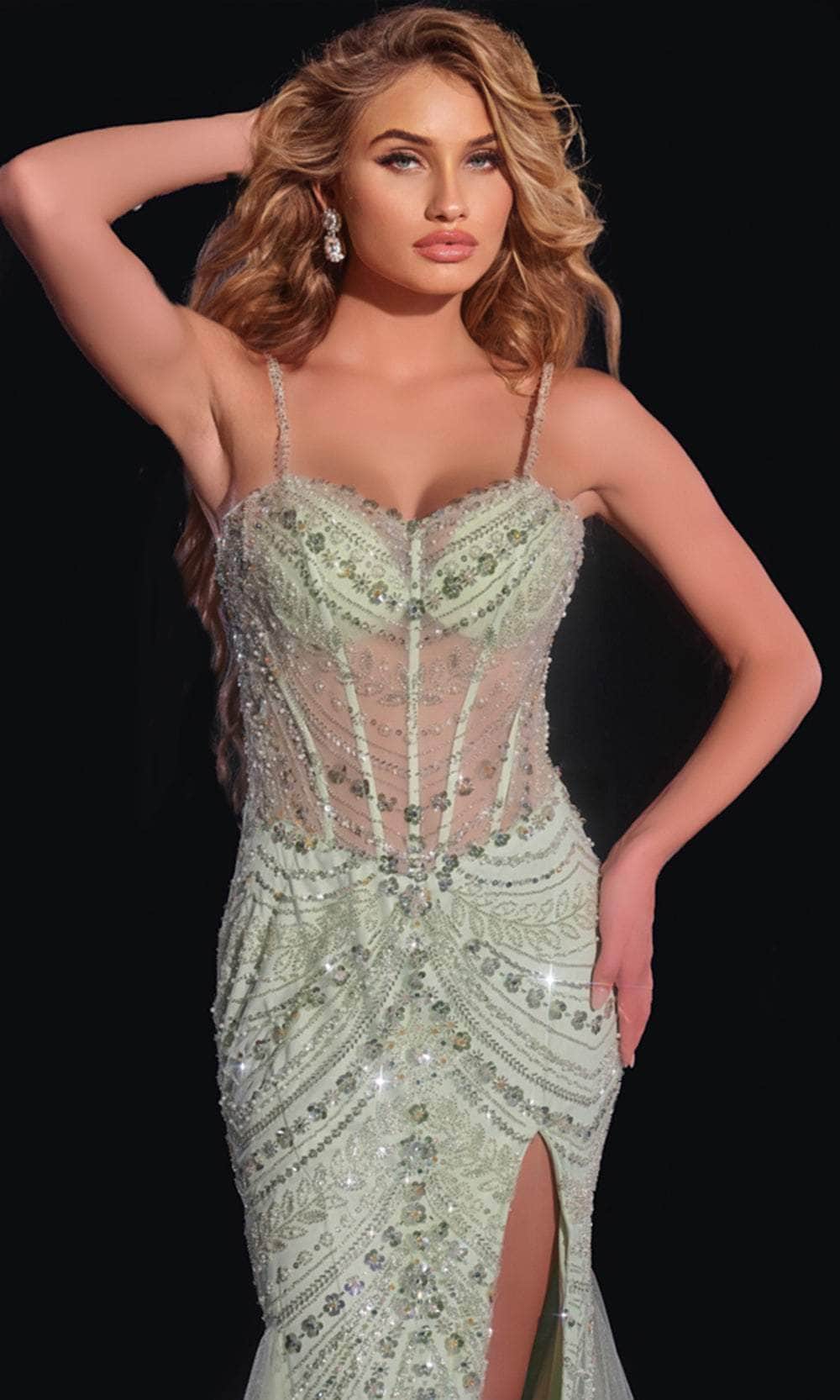 Jovani 43189 - Sheer Bodice V-Neck Prom Gown - view 4