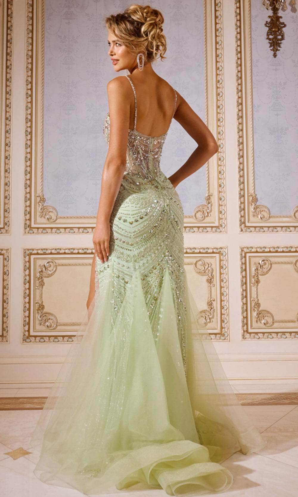 Jovani 43189 - Sheer Bodice V-Neck Prom Gown - detail view