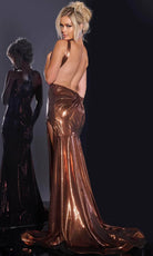 Jovani 43572 - Metallic Halter Prom Dress - back view