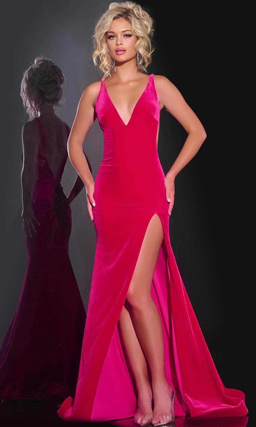 Jovani 43578 - Plunging Neckline Mermaid Prom Gown - back view