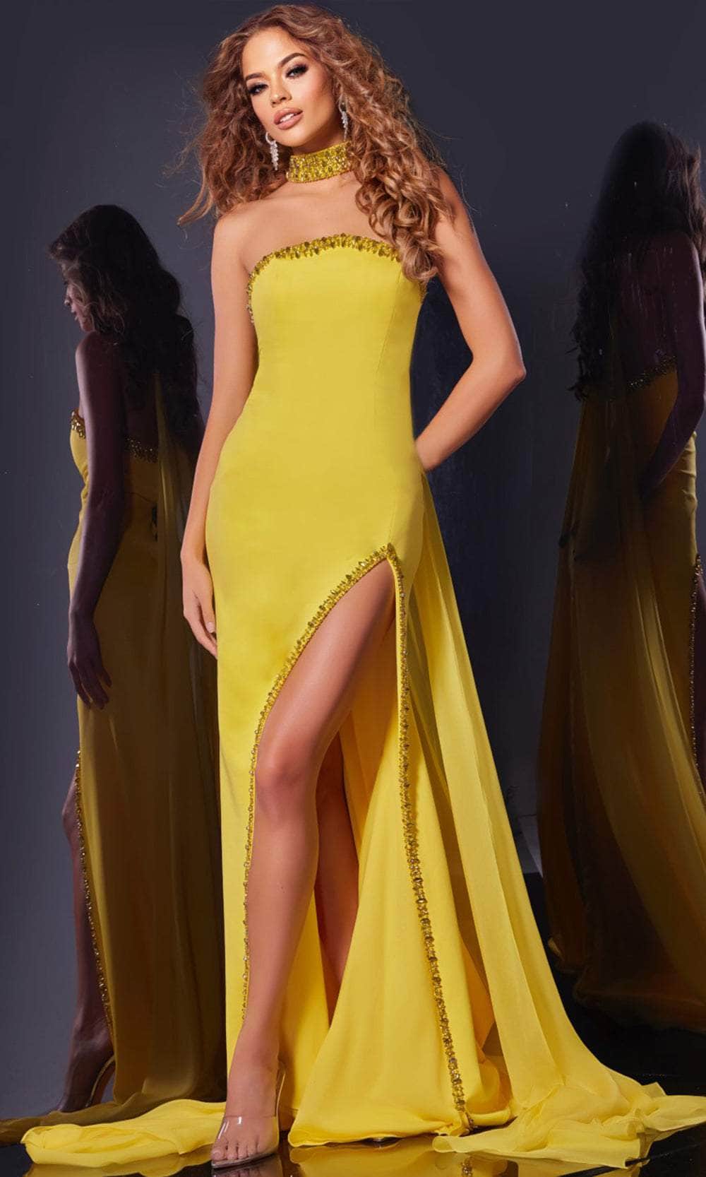 Jovani 43658 - Strapless Halter Satin Prom Gown - view 6