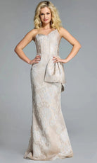 Jovani 43671 - Strapless Brocade Gown with Peplum Detail - designer evening gown at Silhouette Dresses