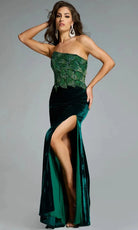 Jovani 43711 - Beaded Strapless Gown with Velvet Skirt - designer prom dress at Silhouette Dresses