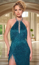 Jovani 43922 - Fringed Halter Prom Dress - back view