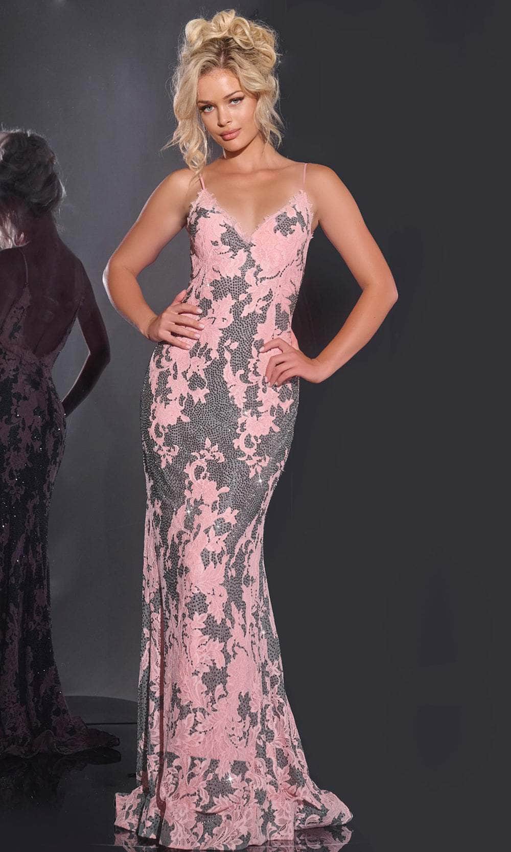 Jovani 44033 - 3D Floral Spaghetti Strap Prom Gown - designer prom dress at Silhouette Dresses