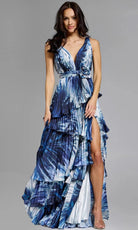 Jovani 44096 - Tiered A-Line Gown with Rosette Detail - designer evening gown at Silhouette Dresses