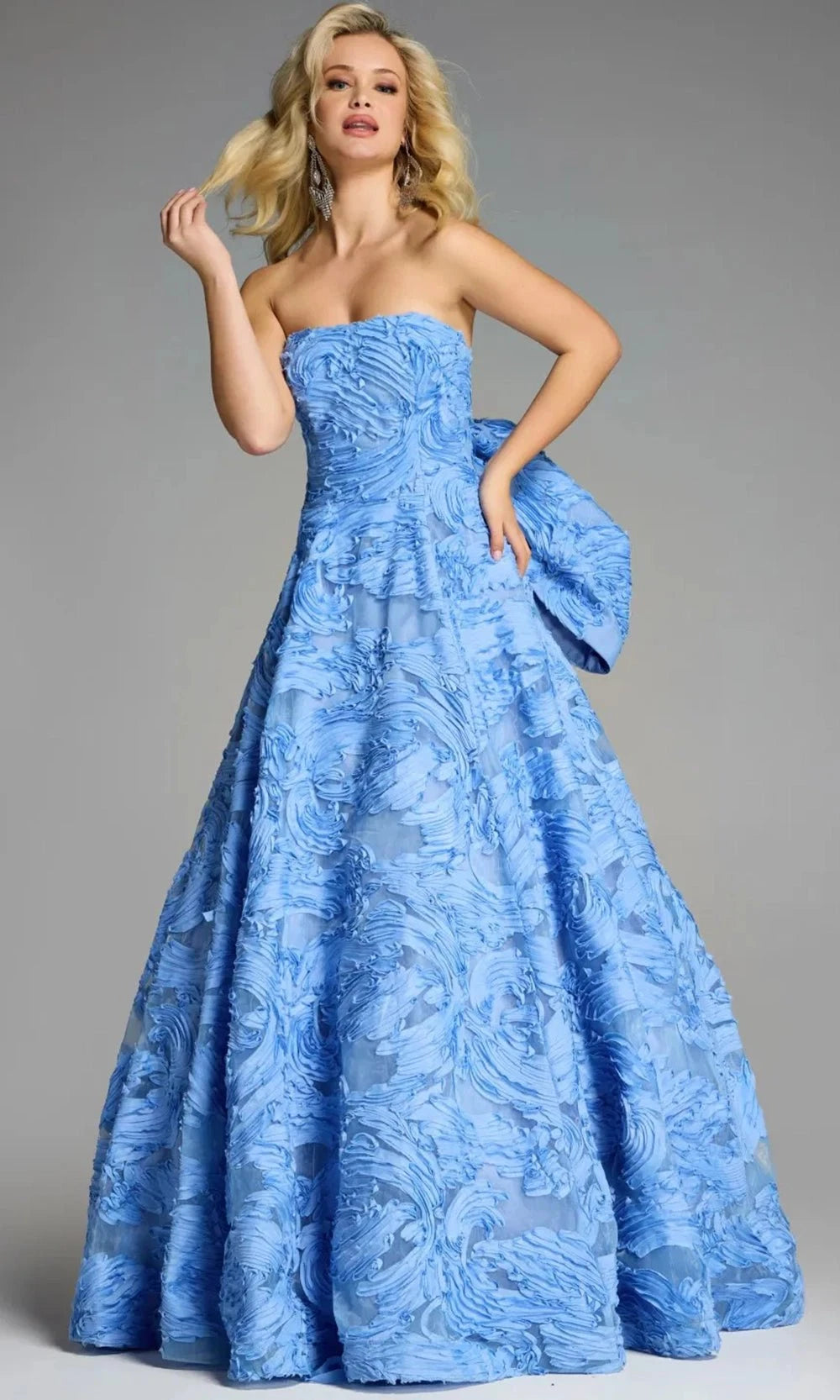 Jovani 44114 - Strapless Ballgown with 3D Texture - designer ball gown at Silhouette Dresses