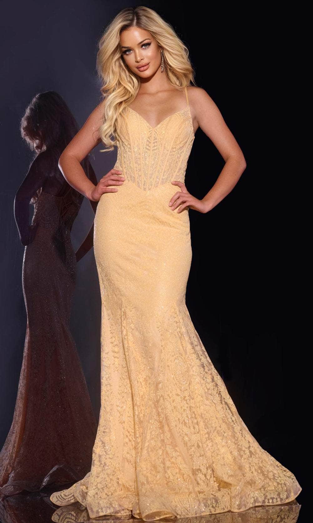 Jovani 44142 - V-Neck Basque Prom Dress - designer prom dress at Silhouette Dresses