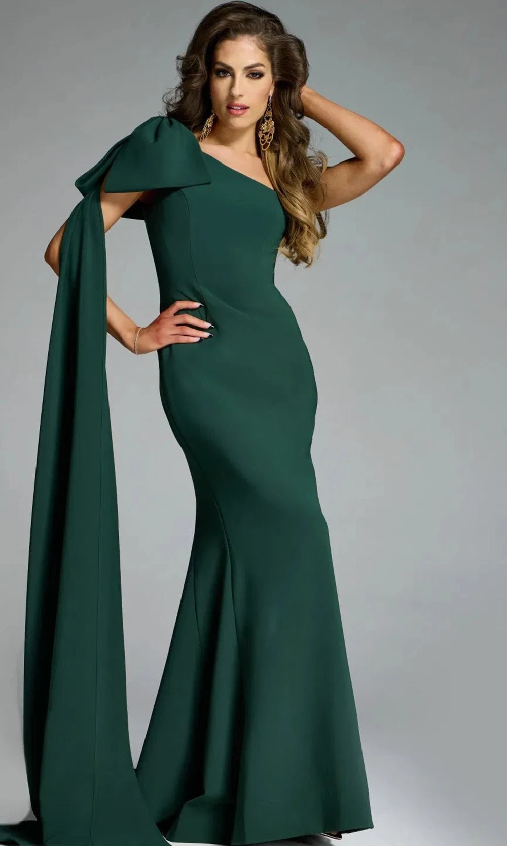 Jovani 44177 - One Shoulder Gown with Oversized Bow - designer evening gown at Silhouette Dresses