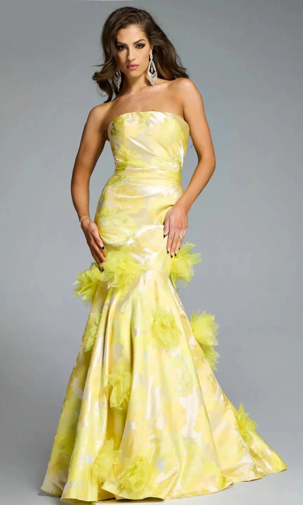 Jovani 44351 - Strapless Mermaid Floral Applique Gown - designer mother of the bride dress at Silhouette Dresses