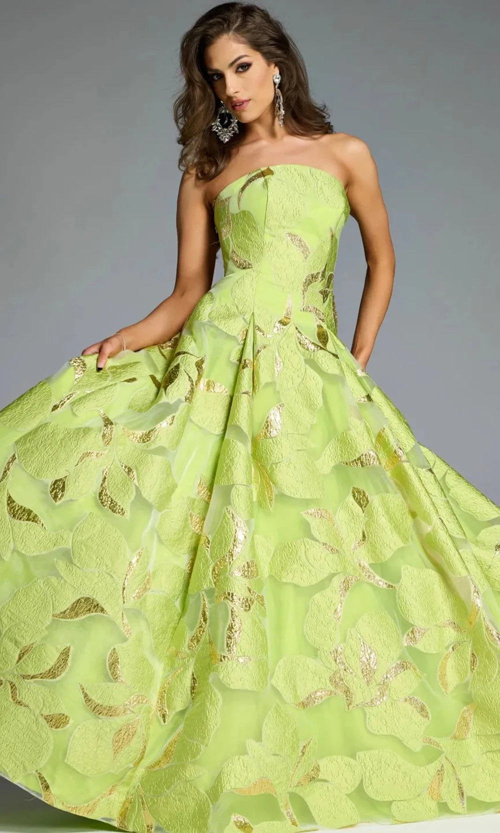 Jovani 44369 - Textured Floral Strapless Gown - designer evening gown at Silhouette Dresses