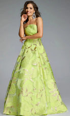 Jovani 44369 - Textured Floral Strapless Gown - detail view