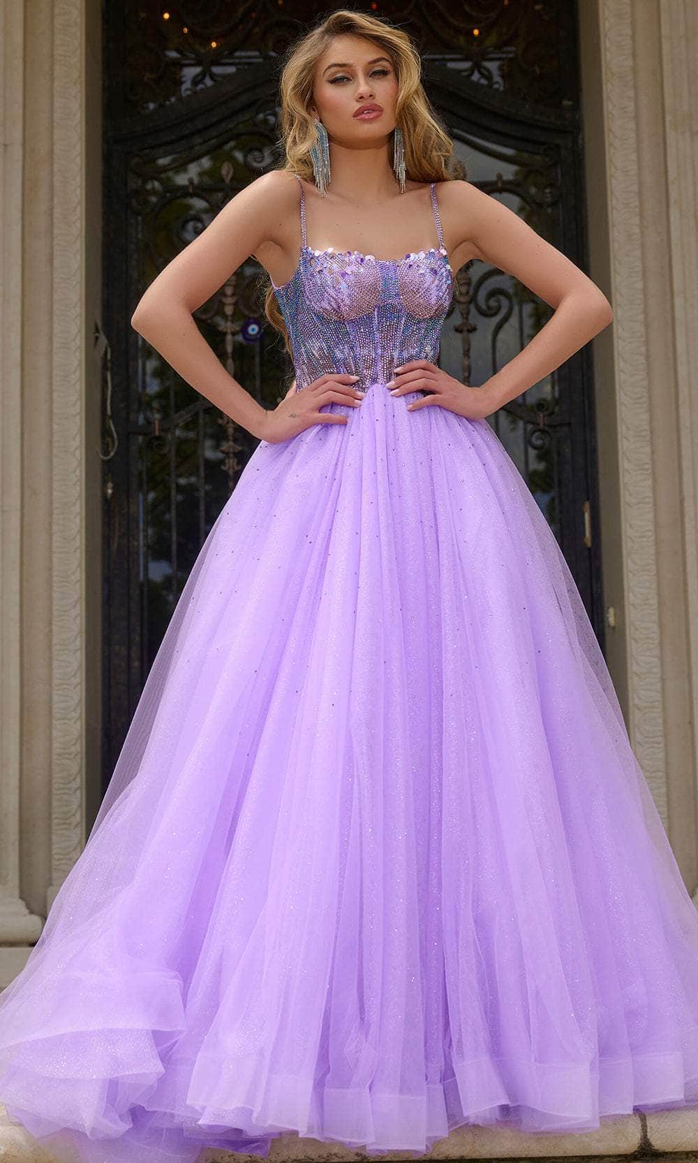 Jovani 44511 - Studded Rhinestone Glitters Prom Dress - back view