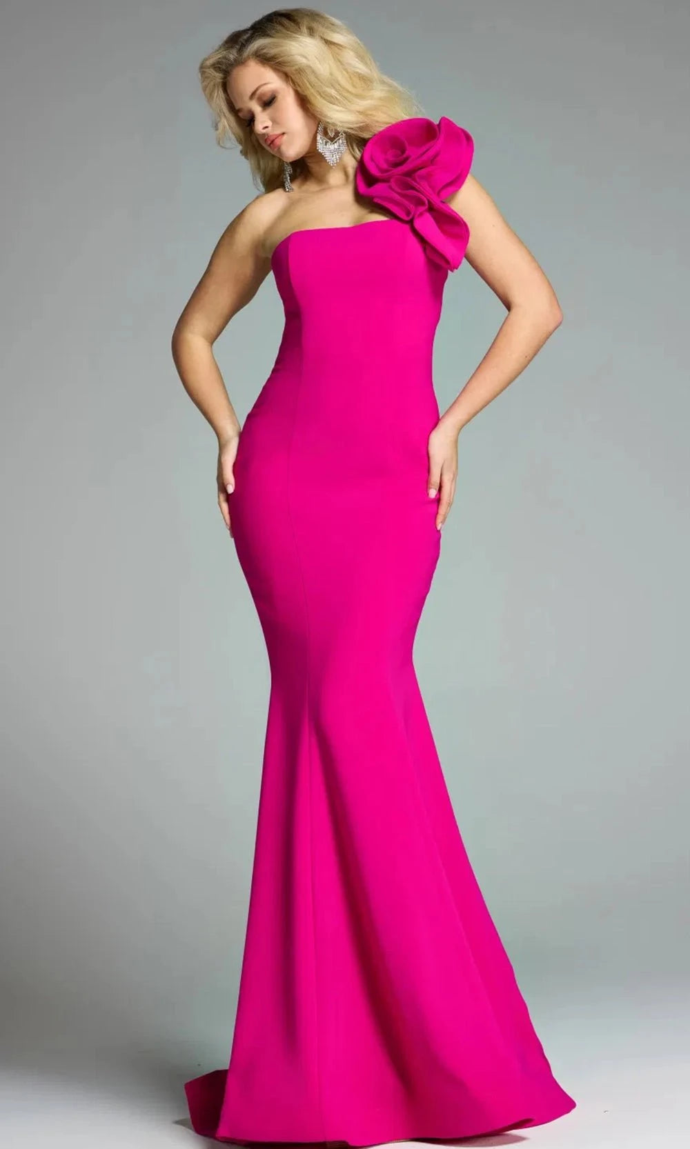 Jovani 44711 - Sleeveless Mermaid Gown with Floral Accent - detail view
