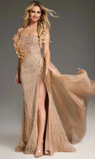 Jovani 45071 - Straight Neckline Glitter Slit Gown - designer prom dress at Silhouette Dresses