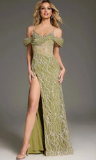 Jovani 45072 - Fully Beaded Off-Shoulder Gown - designer evening gown at Silhouette Dresses