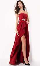 Jovani - 4517 Strapless Jewel Accent High Slit A-Line Evening Dress - designer evening gown at Silhouette Dresses