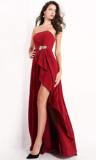 Jovani - 4517 Strapless Jewel Accent High Slit A-Line Evening Dress - back view