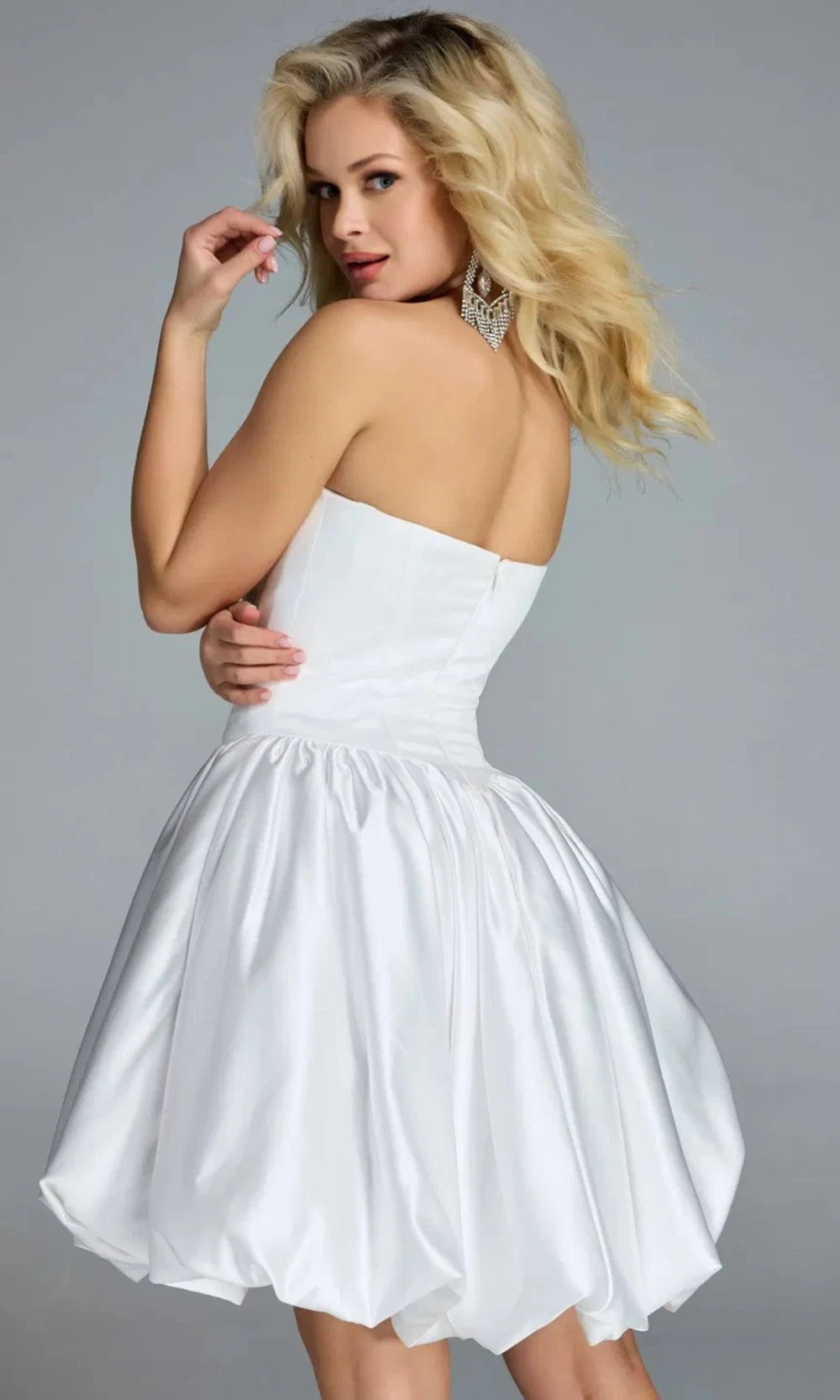 Jovani 45497 - Strapless Bubble Hem Mini Dress - back view
