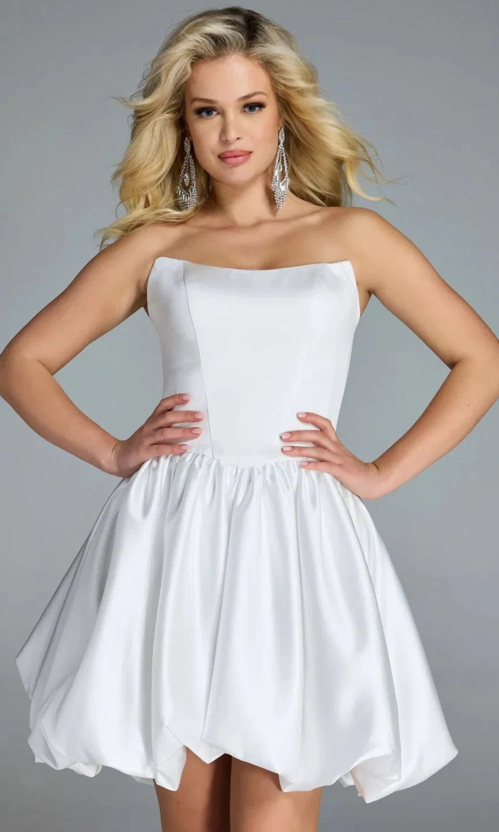 Jovani 45497 - Strapless Bubble Hem Mini Dress - view 6