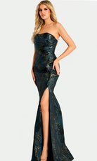 Jovani 46672 - Textured Floral Strapless Evening Gown - Silhouette Dresses