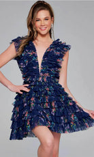 Jovani 50069 - Plunging Neckline Ruffled Cocktail Dress - detail view