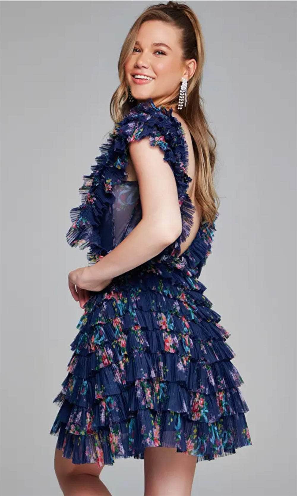 Jovani 50069 - Plunging Neckline Ruffled Cocktail Dress - view 6