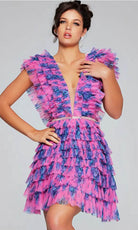 Jovani 50069 - Plunging Neckline Ruffled Cocktail Dress - back view