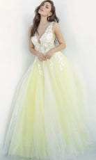 Jovani 55634 Sheer Floral Appliques Junior Prom V-Neck Ballgown - view 13