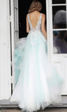 Jovani 55634 Sheer Floral Appliques Junior Prom V-Neck Ballgown - view 4