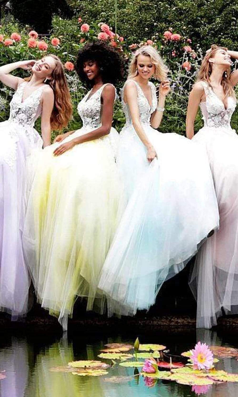 Jovani 55634 Sheer Floral Appliques Junior Prom V-Neck Ballgown - view 5