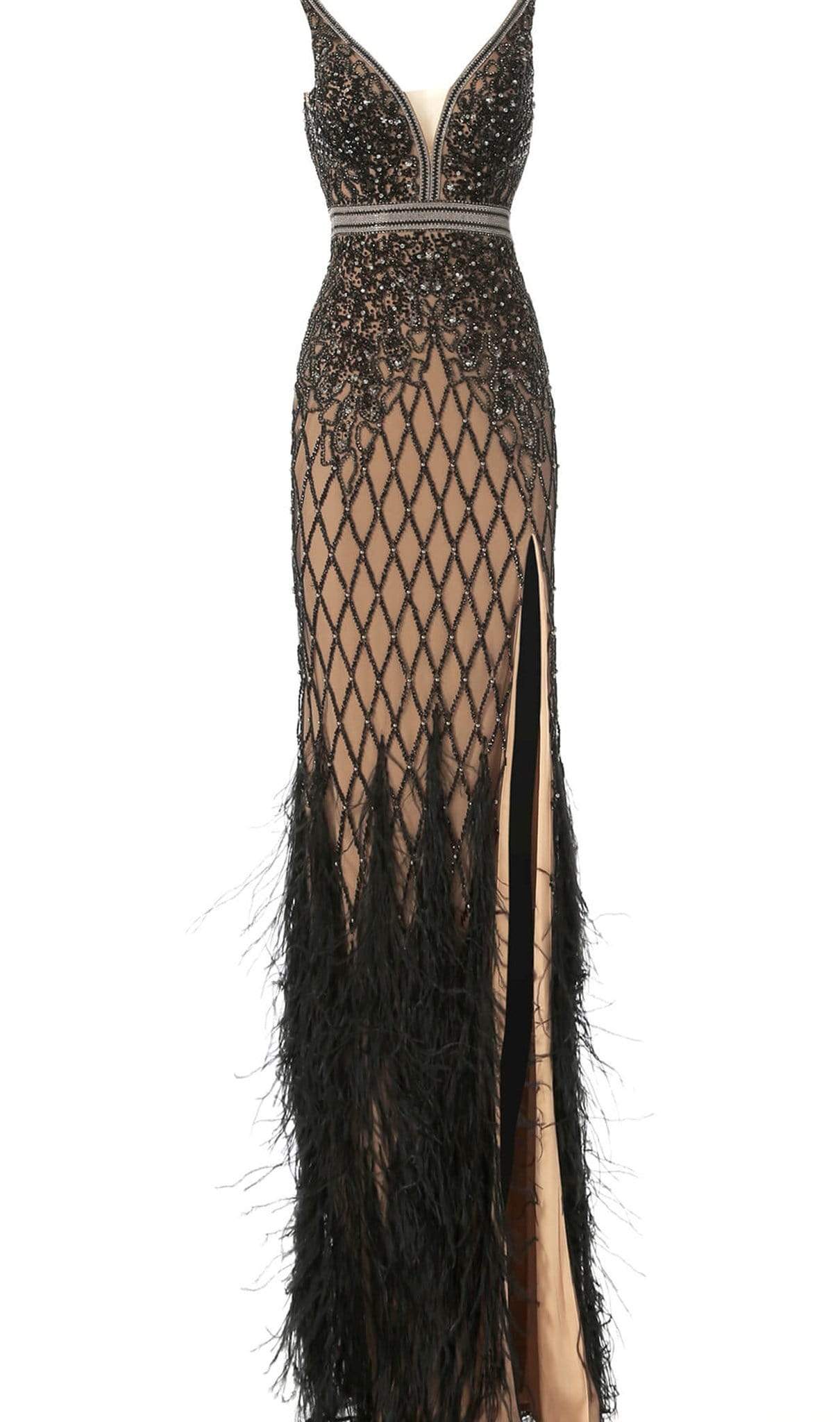 Jovani - 55796 Sleeveless Embellished V-neck Junior Prom Dress - back view