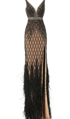 Jovani - 55796 Sleeveless Embellished V-neck Junior Prom Dress - back view