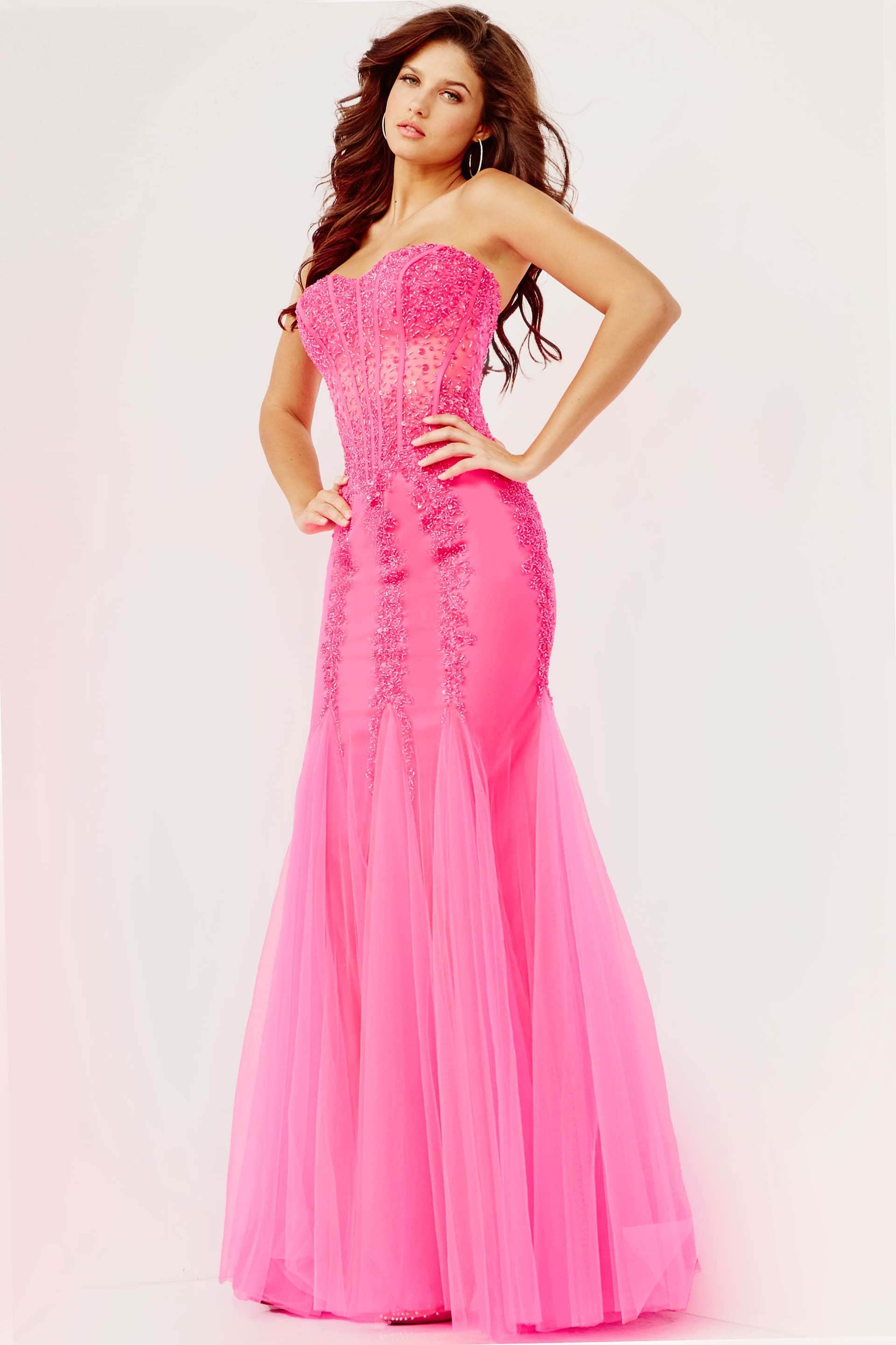 Jovani 5908 Strapless Sweetheart Corset Bodice Junior Prom Mermaid Gown - view 15