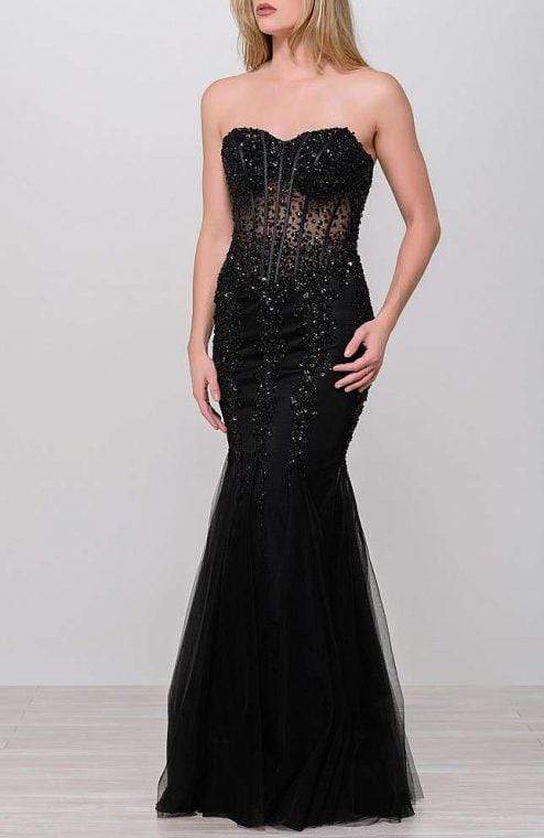 Jovani 5908 Strapless Sweetheart Corset Bodice Junior Prom Mermaid Gown - view 6
