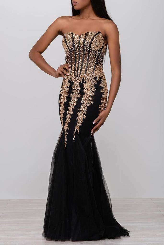 Jovani 5908 Strapless Sweetheart Corset Bodice Junior Prom Mermaid Gown - view 7