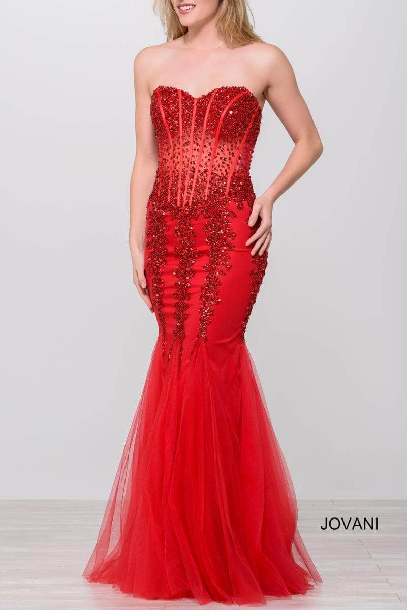 Jovani 5908 Strapless Sweetheart Corset Bodice Junior Prom Mermaid Gown - view 13