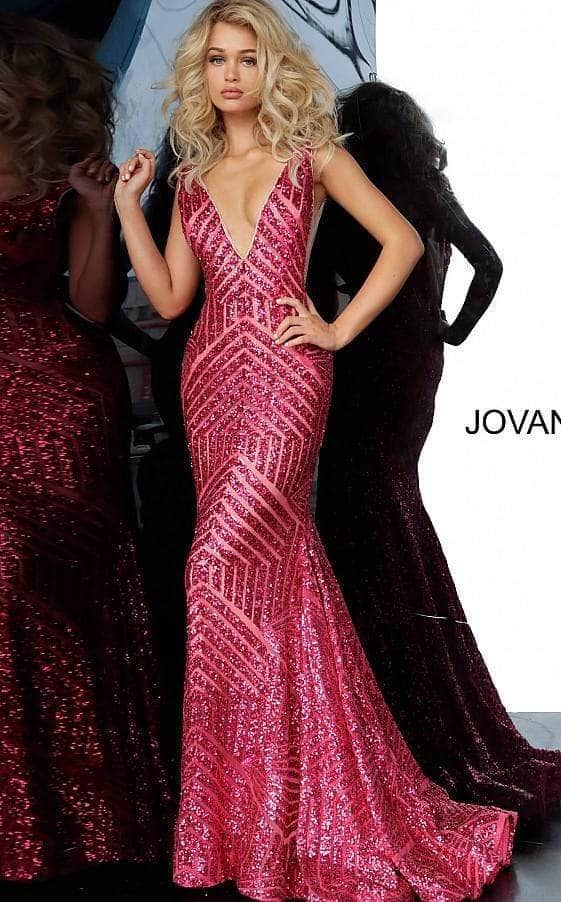 Jovani - 59762 Sexy Fitted Sequined Plunging Gown - view 14
