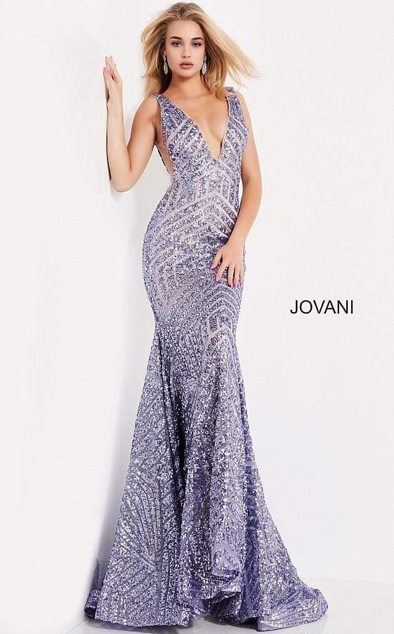 Jovani - 59762 Sexy Fitted Sequined Plunging Gown - view 7