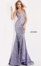 Jovani - 59762 Sexy Fitted Sequined Plunging Gown - view 7
