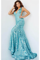 Jovani - 59762 Sexy Fitted Sequined Plunging Gown - view 13