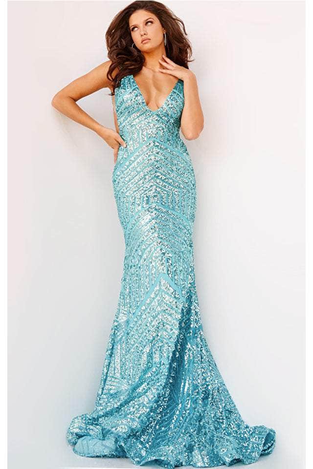 Jovani - 59762 Sexy Fitted Sequined Plunging Gown - view 11