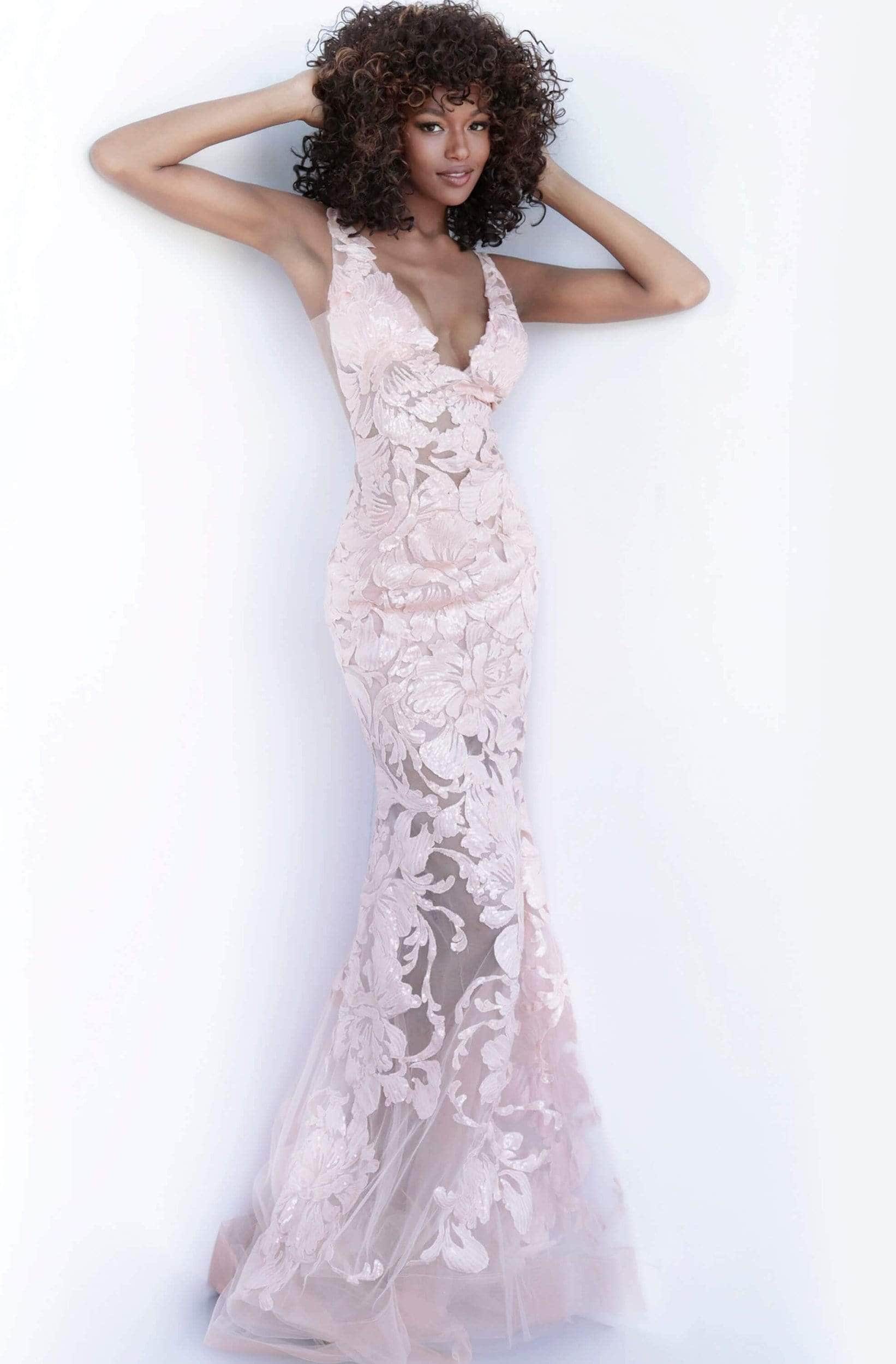Jovani 60283 - Floral Applique Prom Gown - view 4