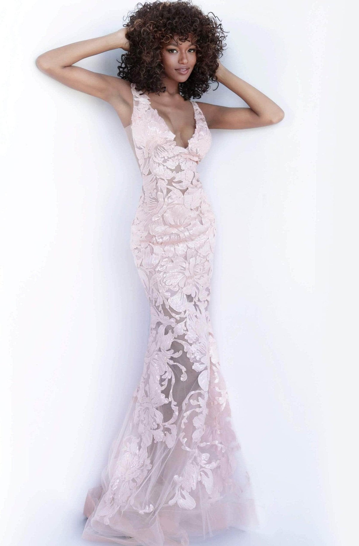 Jovani 60283 - Floral Applique Prom Gown - view 4