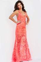 Jovani 60283 - Floral Applique Prom Gown - back view