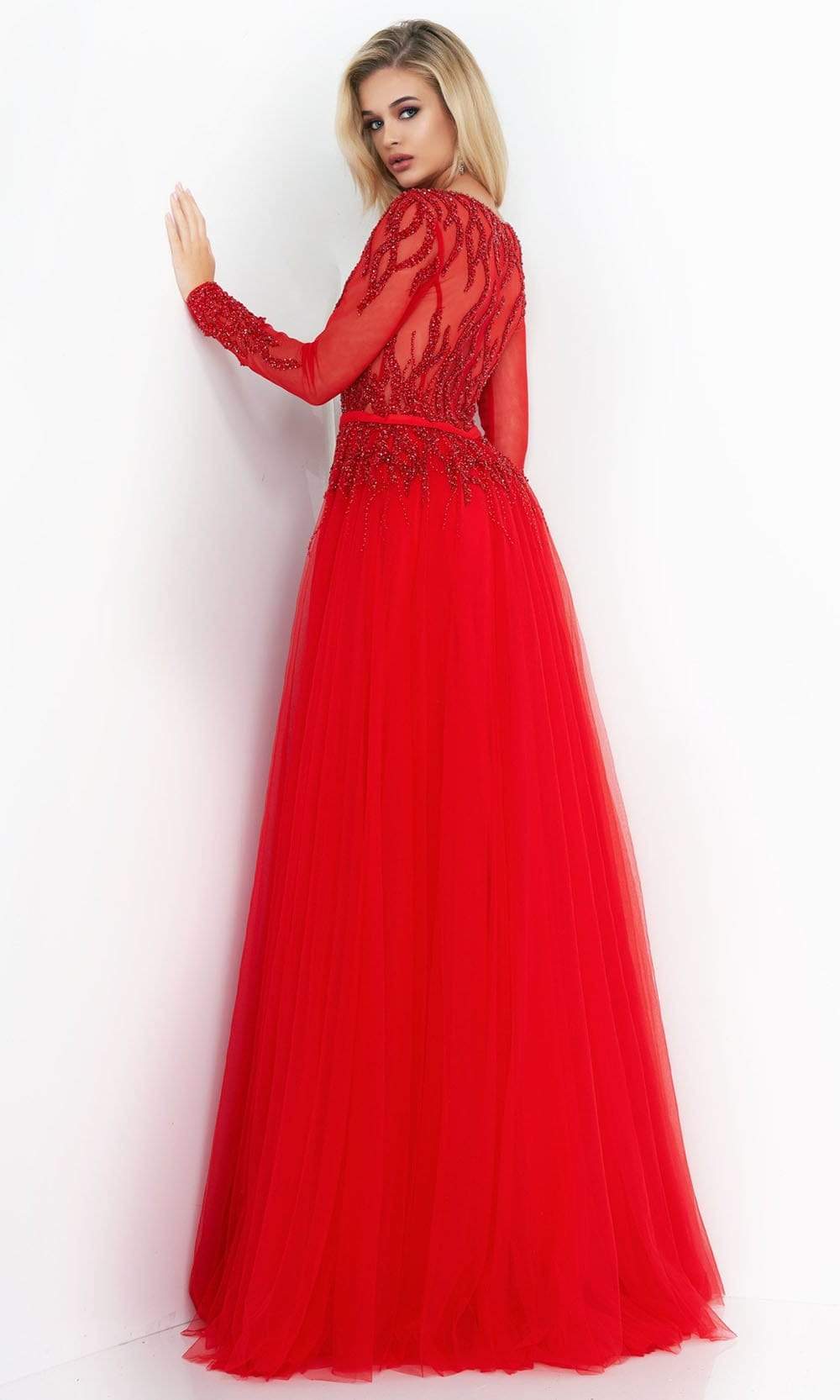 Jovani - 60325 Embellished Plunging V Neck A-line Gown - detail view